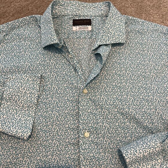 Thomas Dean Collection Other - Thomas Dean Men's Teal Floral Button-Down Shirt